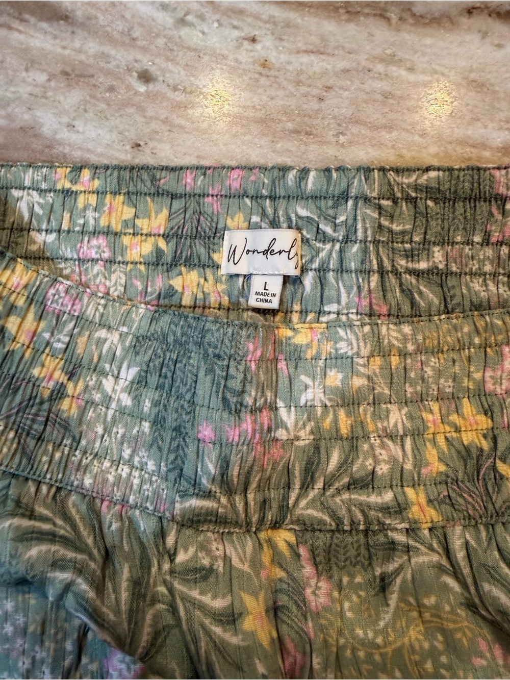 Wonderly Green Floral Pull-On Palazzo Pants - L - Picture 9 of 10